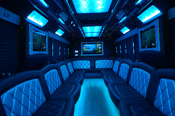 large party bus interior